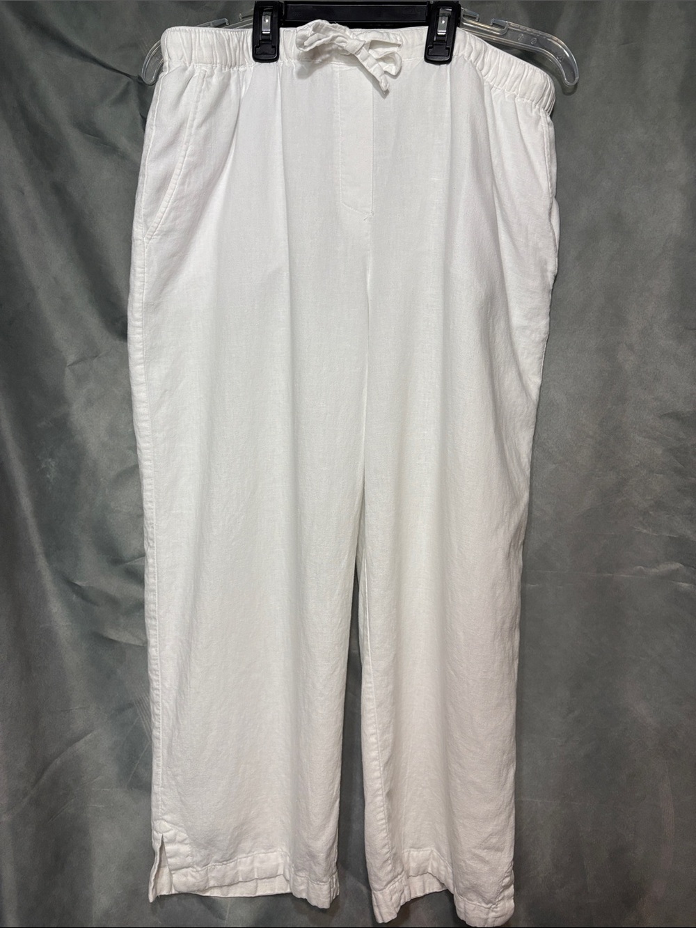 Sag Harbor White Wide-Leg Elastic Waist Pants